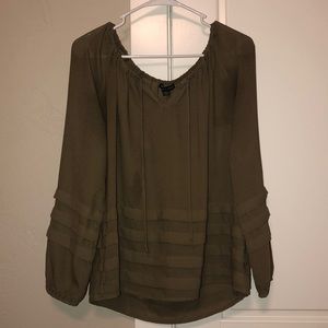 Olive Green Peasant Top Blouse